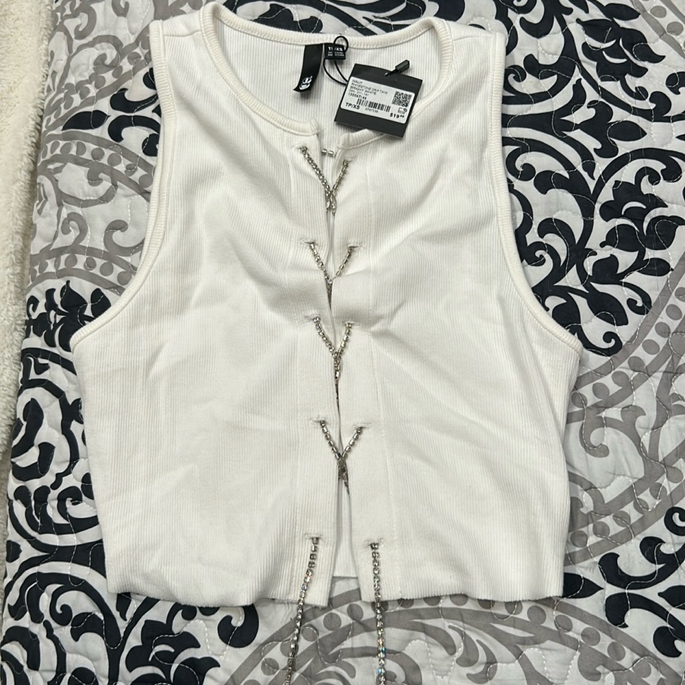 Brand new cropped bedazzled shirt